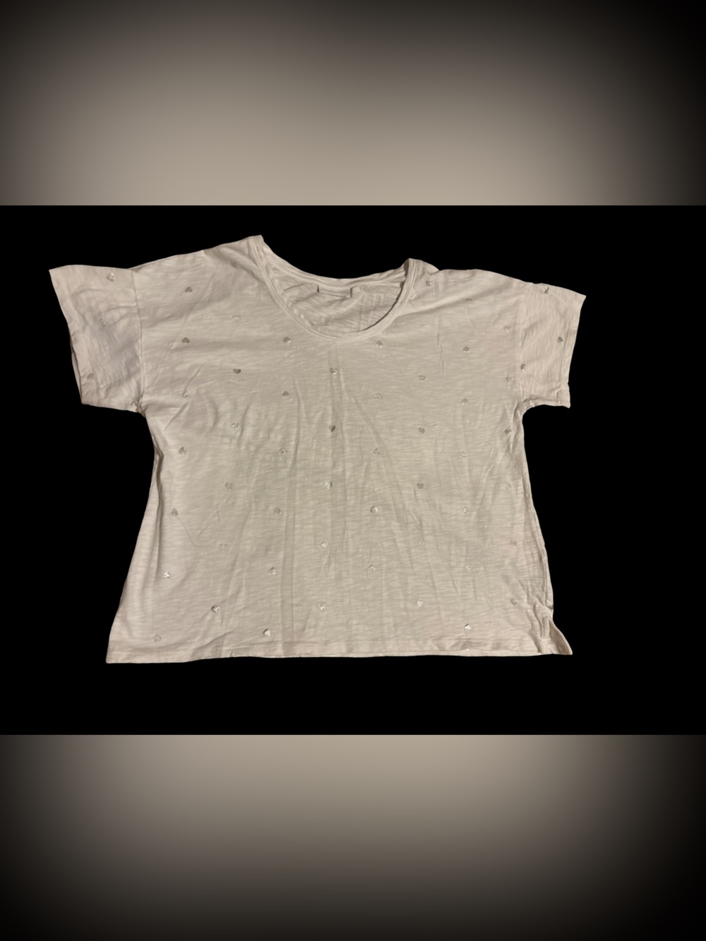 Charter Club White Short-Sleeve Tee with Silver Hearts.